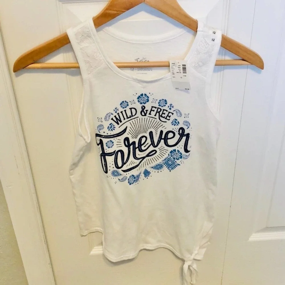 JUSTICE “Wild & Free Forever” Self Tie Tank Top
